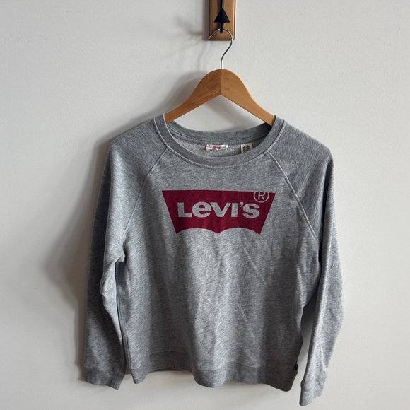 Levi's Sweaters - 🩶 Levi’s Gray Crew Neck Sweater with Red Logo
Size Large – Women’s